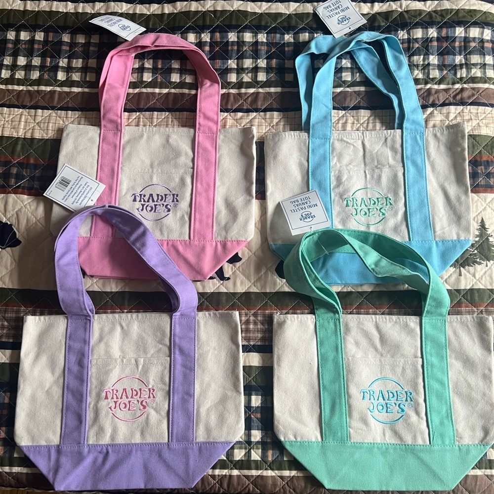 NEW TRADER JOES Mini Pastel Tote Bags